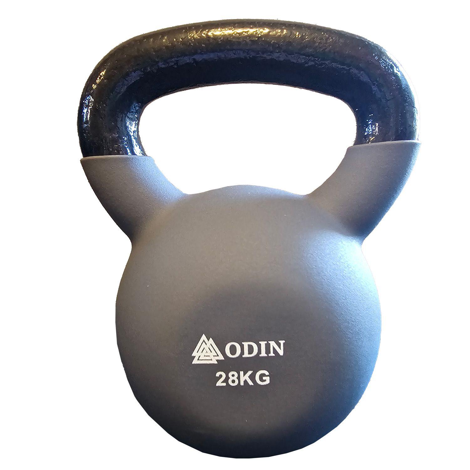 Odin kettlebell 28 kg med sort neoprenbelægning og støbejernskerne
