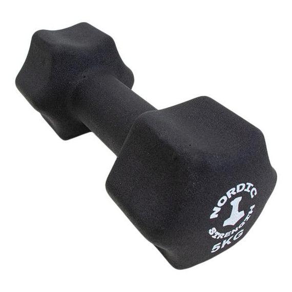 Sort aerobic håndvægt på 10 kg med neoprenbelægning fra Nordic Strength