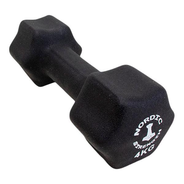 Sort Nordic Strength aerobic håndvægt på 4 kg med neoprenbelægning