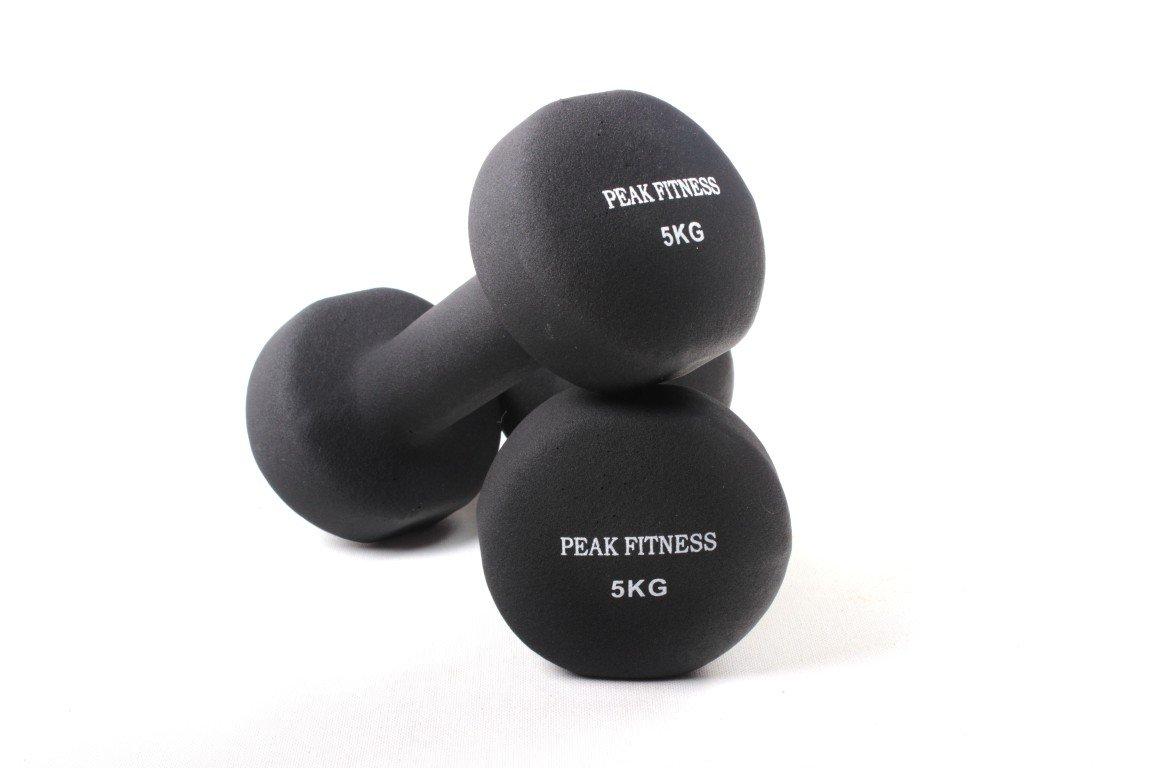 Sæt med to Peak Fitness neopren håndvægte på 5 kg hver